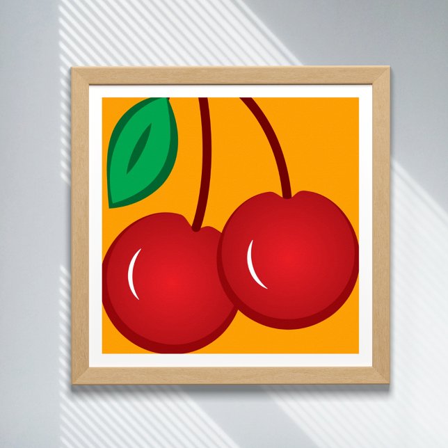 Cherry Simple Red Orange Modern Fruit Illustration Poster (Von Creator hochgeladen)