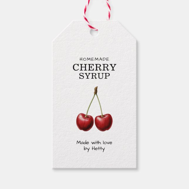 Cherry Sirup Label für Ihre hausgemachten Rezepte! Geschenkanhänger (Vorderseite)