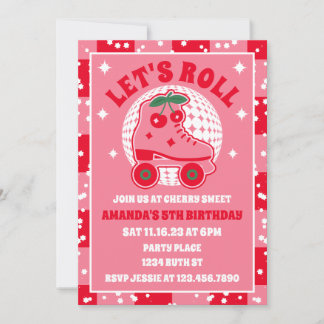 Cherry Skates | Retro-Roller-Skate-Geburtstag Einladung