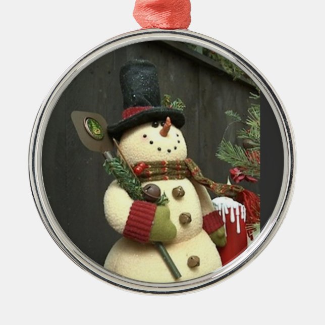 CHERRY SNOWMAN CHRISTMAS ORNANATION ORNAMENT AUS METALL (Vorne)