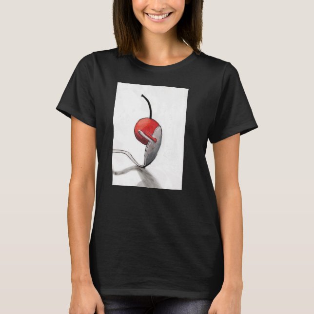 Cherry Spoon Hug Schwarzer T - Shirt kleinere Größ (Vorderseite)