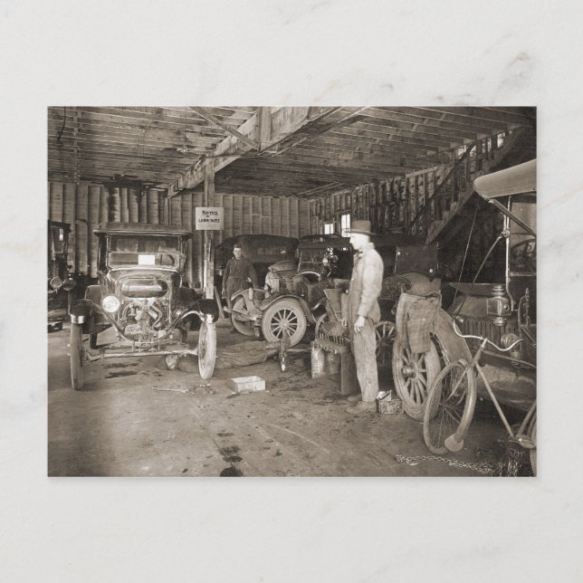 Cherry St. Garage zirka 1925 Postkarte (Vorderseite)