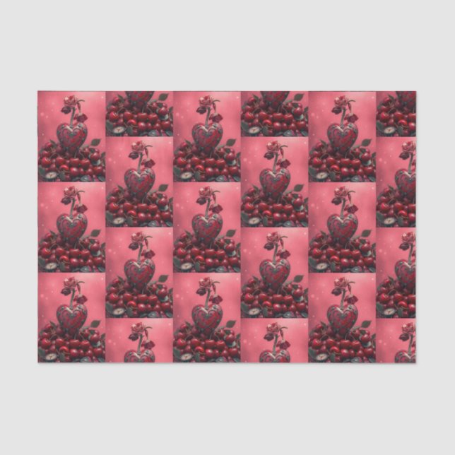 Cherry Steampunk Valentine Seidenpapier (Vorderseite)