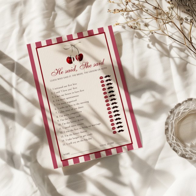 Cherry Strip Brautparty sagte er sagte, sie sagte  Einladung (Von Creator hochgeladen)