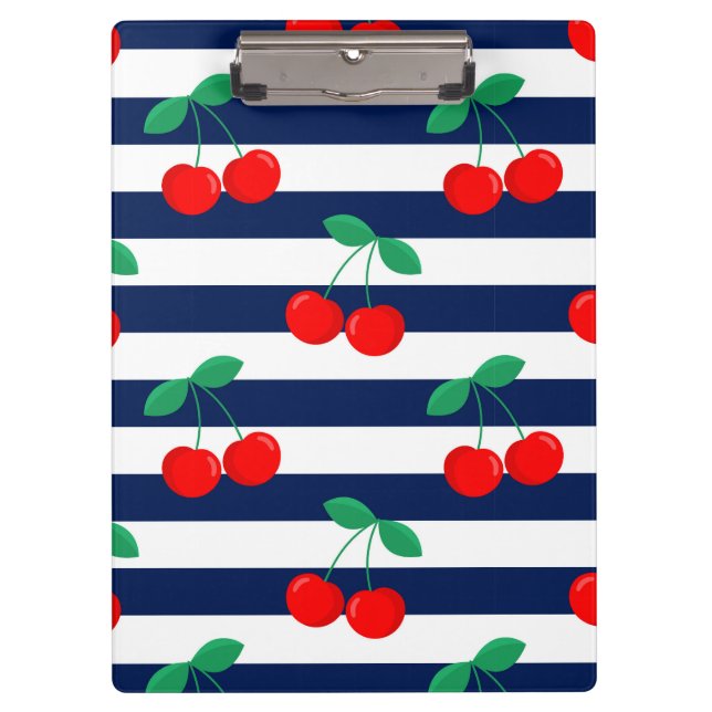 Cherry Stripe Muster - Retro Fruit Gift & Decke Klemmbrett (Vorderseite)