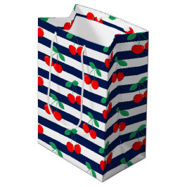 Cherry Stripe Muster - Retro Fruit Gift & Decke Mittlere Geschenktüte