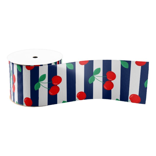 Cherry Stripe Muster - Retro Fruit Gift & Decke Ripsband (Spule)