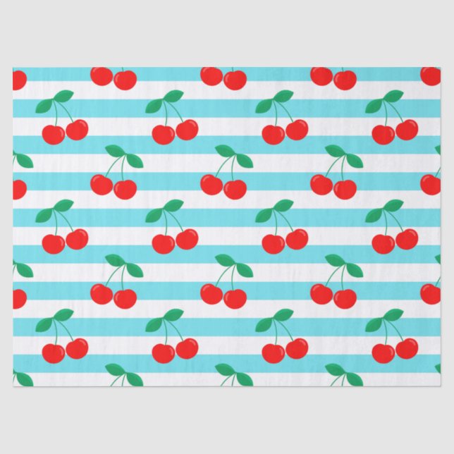 Cherry Stripe Muster - Retro Fruit Gift & Decke Seidenpapier (Vorderseite)