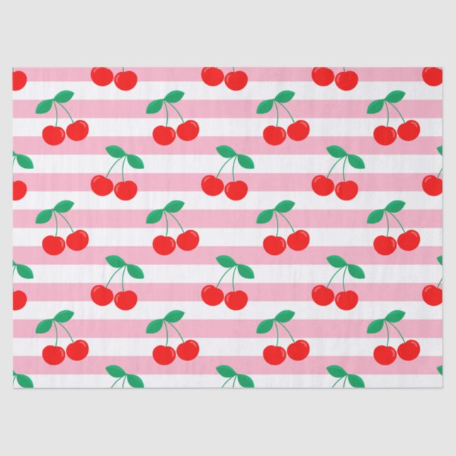 Cherry Stripe Muster - Retro Fruit Gift & Decke Seidenpapier (Vorderseite)