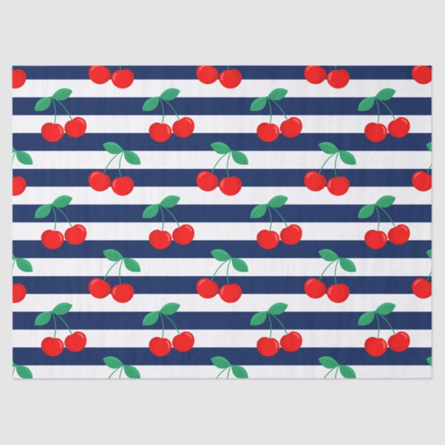 Cherry Stripe Muster - Retro Fruit Gift & Decke Seidenpapier (Vorderseite)
