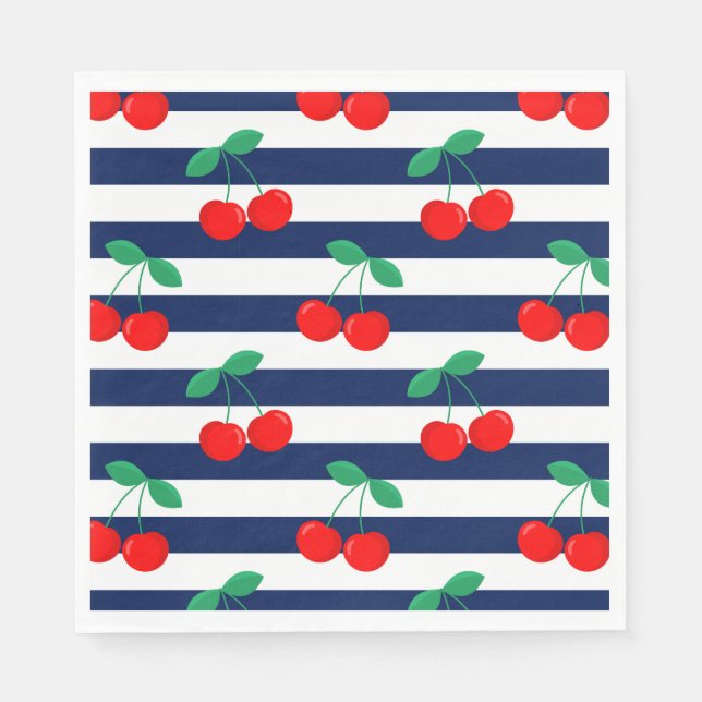 Cherry Stripe Muster - Retro Fruit Gift & Decke Serviette (Vorderseite)