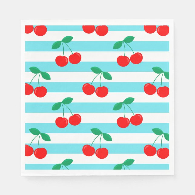 Cherry Stripe Muster - Retro Fruit Gift & Decke Serviette (Vorderseite)