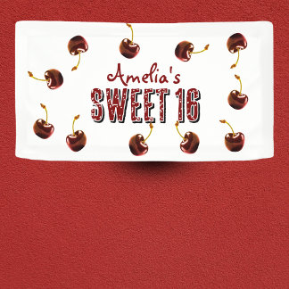 Cherry Sweet 16 Personalisiertes Party Banner