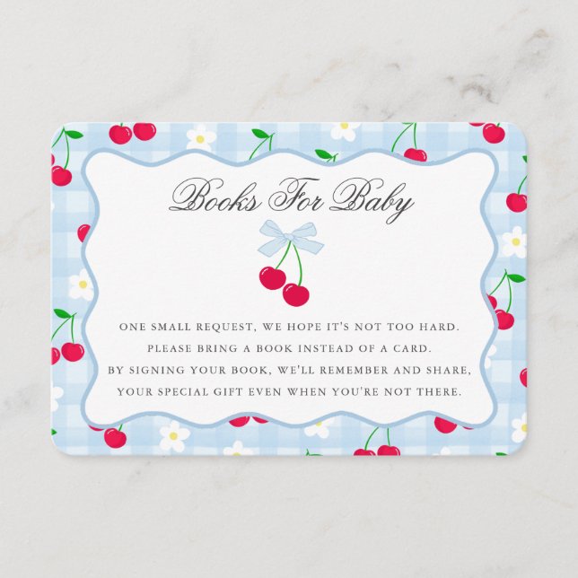 Cherry Sweet Blue Coquette Books for Baby Card Begleitkarte (Vorderseite)