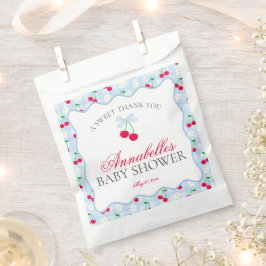 Cherry Sweet Blue Coquette Bow Baby Shower Dessert Geschenktütchen