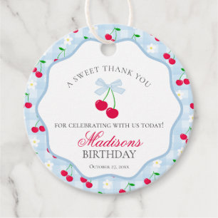 Cherry Sweet Blue Coquette Bow Birthday Circle Geschenkanhänger