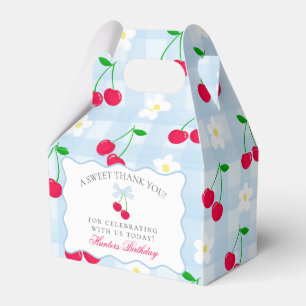 Cherry Sweet Blue Coquette Bow Birthday Favor Box Geschenkschachtel