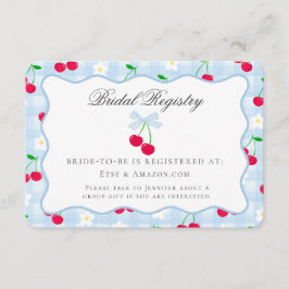 Cherry Sweet Blue Coquette Bow Bridal Registry Begleitkarte