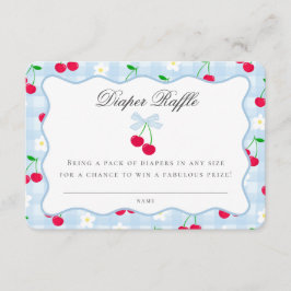 Cherry Sweet Blue Coquette Bow Diaper Raffekarte Begleitkarte