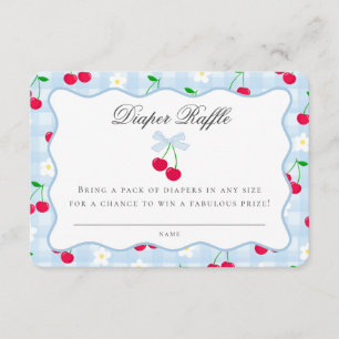 Cherry Sweet Blue Coquette Bow Diaper Raffekarte Begleitkarte