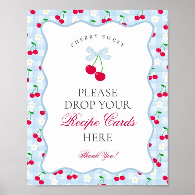 Cherry Sweet Blue Coquette Bow Mitnehmen eines Rez Poster (Vorne)
