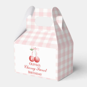 Cherry Sweet Geburtstag Rosa Schleife Gingham Geschenkschachtel