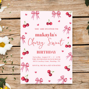 Cherry Sweet Geburtstagsfeier-Bogen-Thema Mädchen Einladung