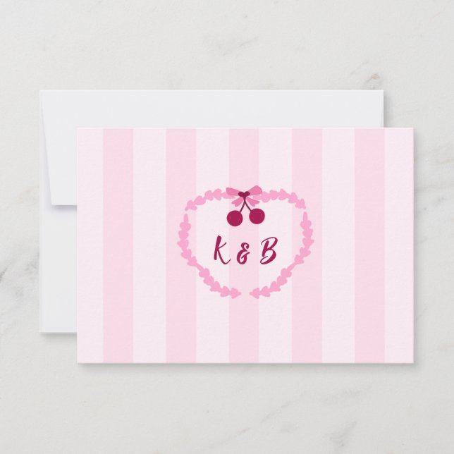 Cherry Sweet Pink Brautparty Monogram Dankeskarte (Vorderseite)