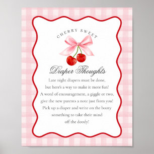 Cherry Sweet Pink Coquette Bow Diaper Gedanken Poster