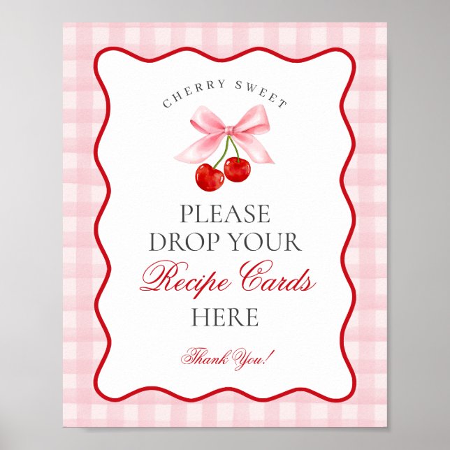 Cherry Sweet Pink Coquette Bow Gemeinsames Rezept Poster (Vorne)