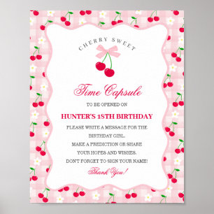 Cherry Sweet Pink Coquette Bow Gingha Time Kapsel Poster