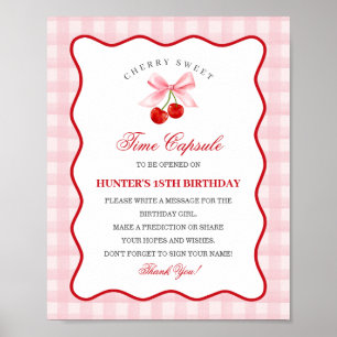 Cherry Sweet Pink Coquette Bow Gingha Time Kapsel Poster