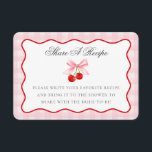 Cherry Sweet Pink Coquette Bow Share A Recipe Card Begleitkarte<br><div class="desc">Someone Cherry sweet is tying the knot and you’re the cherry on top of their sweet celebration. Add a nostalgic touch to your party with this Hand drawn Cherry Party Decor featuring vibrant red cherries and hints of soft blue, all within a whimsical doodle border. With this playful design, get...</div>