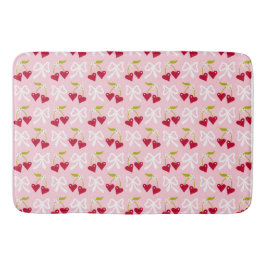Cherry Sweet Preppy Pink und Red Teen Kids Girl Badematte