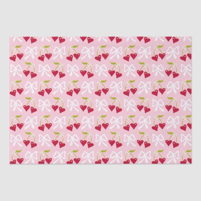 Cherry Sweet Preppy Pink und Red Teen Kids Girl Seidenpapier (Vorderseite)