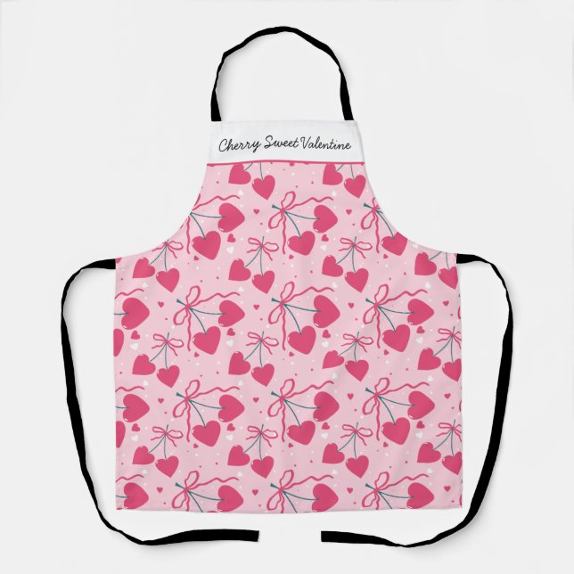 Cherry Sweet Valentine Apron | Editable Cute Cherr Schürze (Vorderseite)
