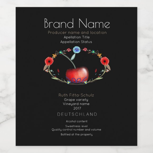 Cherry Sweet Young Wine Weinetikett (Einzelnes Label)