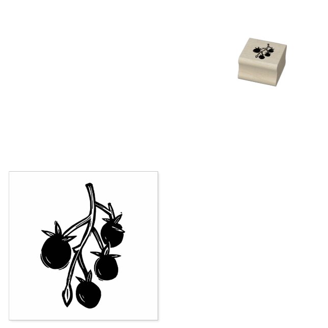 Cherry Tomaten Pflanze Gartenbau Rustikale Lino-Sc Gummistempel (Stempel)