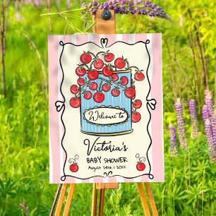 Cherry Tomato Baby Dusche Begrüßungszeichen Plakat