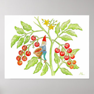 Cherry Tomato Gnome Art Print Poster