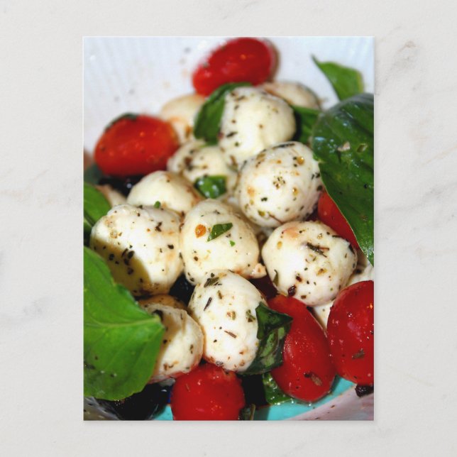 Cherry Tomato und Mozzarella Salad Postkarte (Vorderseite)