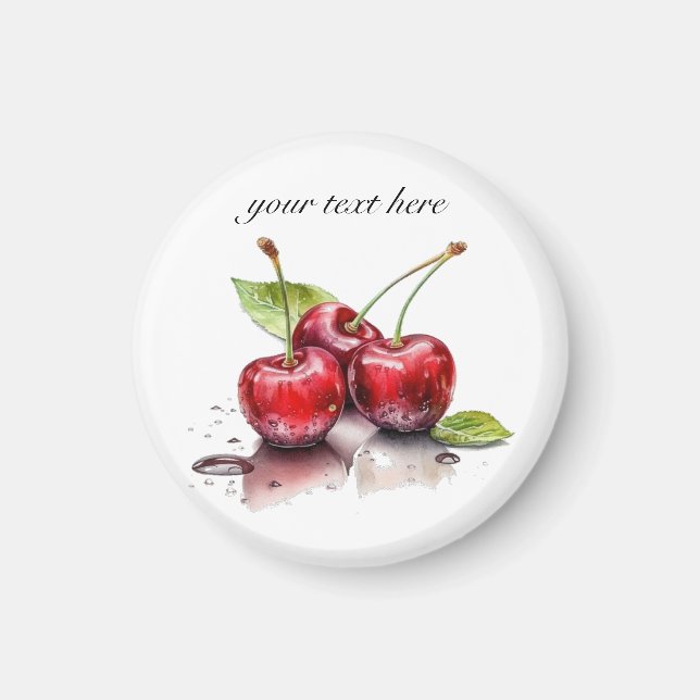Cherry Trio in Wasserfarbe, nach Maß Magnet (Vorne)