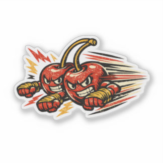 Cherry Twin Striker — Vintage Retro Duo Kämpfer  Aufkleber