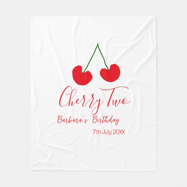 Cherry two 2nd birthday red cherry kids simple  fleecedecke (Vorderseite)