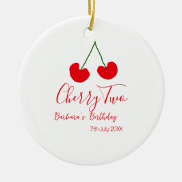 Cherry two 2nd birthday red cherry kids simple  keramik ornament