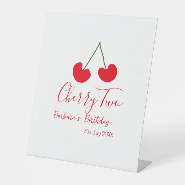 Cherry two 2nd birthday red cherry kids simple  sockelschild (Vorderseite)