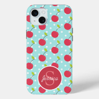Cherry und Blue Polka Dot Muster Personalisiert Case-Mate iPhone Hülle