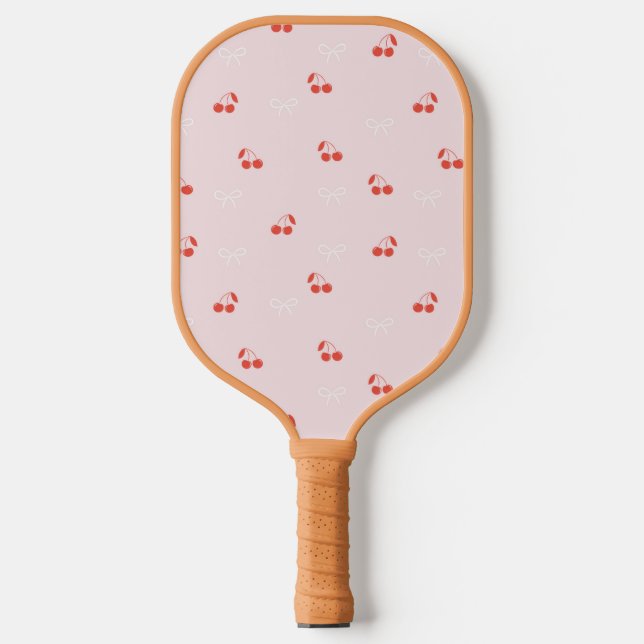 Cherry und Bow Light Pink Pickleball Paddle (Vorderseite)