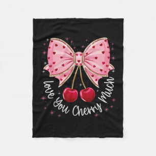 Cherry und Bows Niedliche Kirsche Liebe Sie viel V Fleecedecke