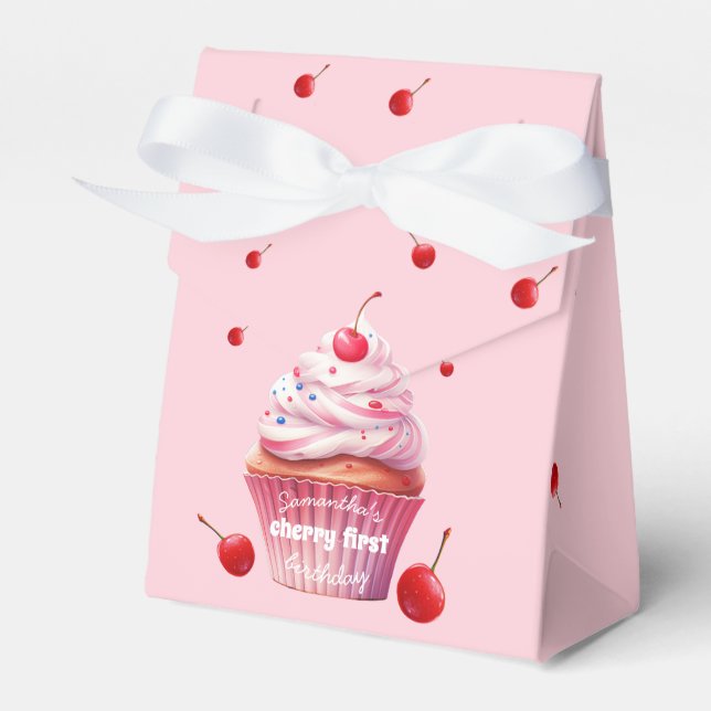 Cherry und Cupcake zum ersten Geburtstag Geschenkschachtel (Vorderseite)